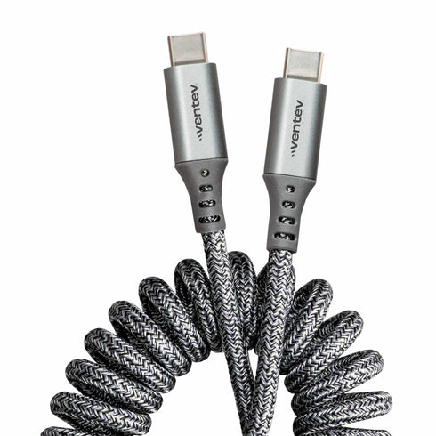 Ventev Charge/Sync Coiled USB-C to USB-C Cable 3ft HC3GRY252383
