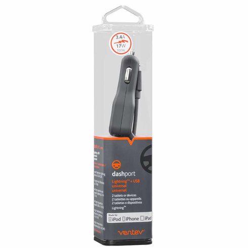 Ventev Car Charger USB-C 4A w/Extra USB Cable R2400TYPCVNV