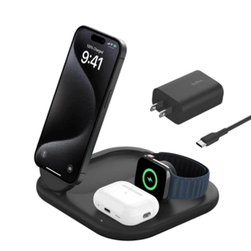 Belkin Qi2 3-in-1 Magnetic Wireless Charging Stand WIZ029ttBK