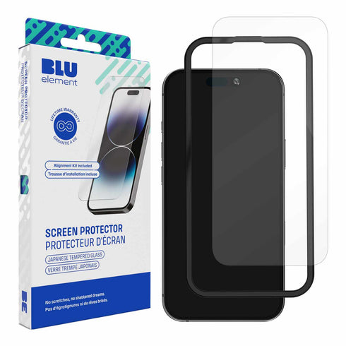 Blu Element Tempered Glass Screen Protector with Installation Kit for iPhone 16 BETGIKIP16