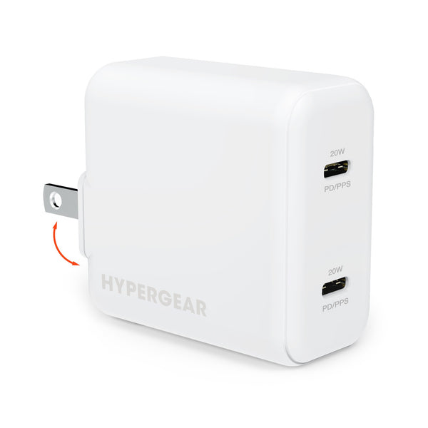 Hypergear 40W Dual Port 20W USB-C PD Wall USB-C PD/PPS Wall Charger Hub 15689