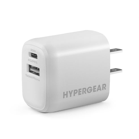 HyperGear 30W Dual Port USB-C PD 30W Max + USB-A 18W Max Wall Charger Hub 15821HIT