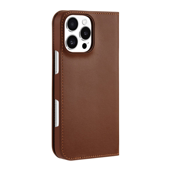 Coach iPhone 16 Pro Max Leather Folio Case - Hazelnut