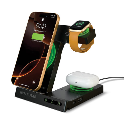HyperGear 6-in-1 Foldable Wireless Charging Stand Compatible with Samsung & Apple Watch 16346HIT