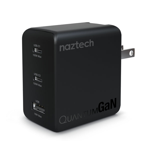 Naztech 100W Nexus T100 MultiPort GaN Dual USBC + USBA Wall Charger w/ Folding Prongs 16118