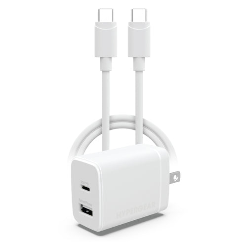 HyperGear Basics 30W Dual Port USB-C + USB-A Wall Charger Travel Hub 16015