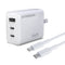 HyperGear 45W Tri-Port Dual USB-C + Single USB-A Wall Charger w/6 ft USB-C to USB-C Cable 16239