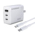 HyperGear 45W Tri-Port Dual USB-C + Single USB-A Wall Charger w/6 ft USB-C to USB-C Cable 16239