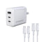 HyperGear 45W Tri-Port Dual USB-C + Single USB-A Wall Charger w/6ft+3ft USB-C to USB-C Cable 16240