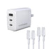 HyperGear 45W Tri-Port Dual USB-C + Single USB-A Wall Charger w/6ft+3ft USB-C to USB-C Cable 16240
