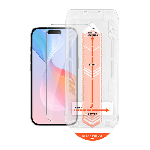 iPhone 16/15 Plus HyperGear Tempered Glass Screen Protector w/Installation Applicator Tray 16090