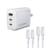 HyperGear 45W Tri-Port Dual USB-C + Single USB-A Wall Charger w/6ft+3ft USB-C to USB-C Cable 16240