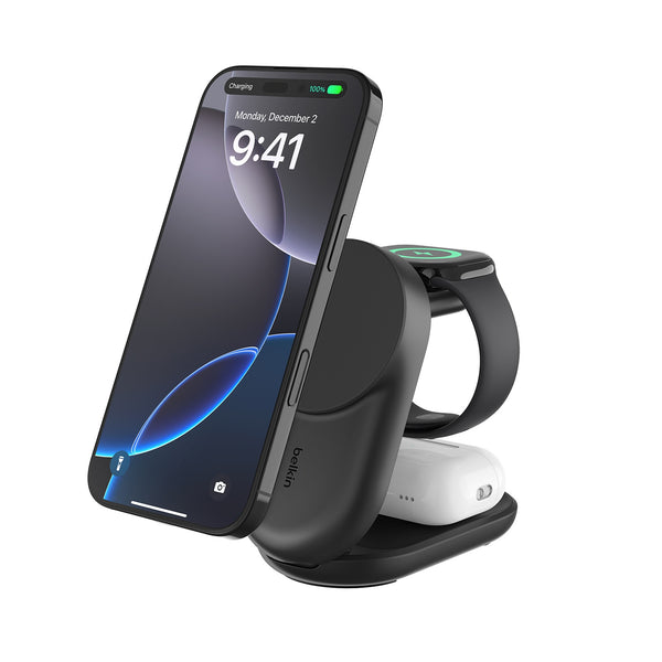 Belkin UltraCharge 3-in-1 Qi2 Foldable Magnetic Charger 25W WIZ037ttBK