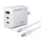 HyperGear 45W Tri-Port Dual USB-C + Single USB-A Wall Charger w/6 ft USB-C to USB-C Cable 16239