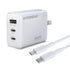 HyperGear 45W Tri-Port Dual USB-C + Single USB-A Wall Charger w/6 ft USB-C to USB-C Cable 16239