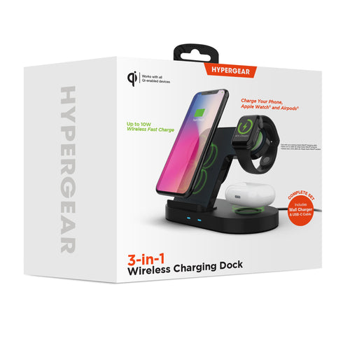 Hypergear 20W 3-in-1 Wireless Charging Dock for Phone, Watch + Wireless Headphones 15328