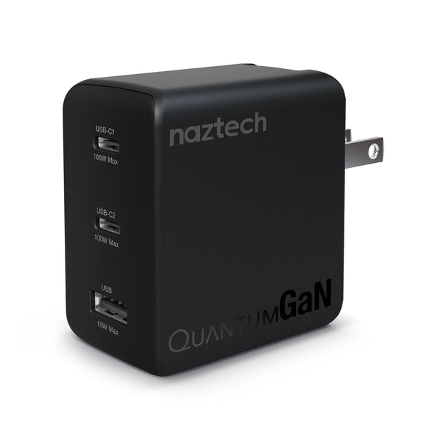 Naztech 100W Nexus T100 MultiPort GaN Dual USBC + USBA Wall Charger w/ Folding Prongs 16118 633755161186