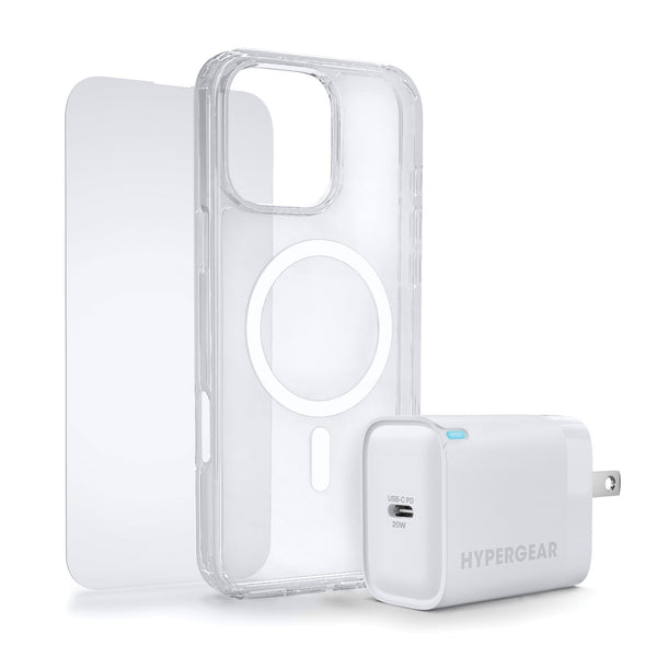 HyperGear Accessory Bundle - 20W Hub, Glass, Case w/ Magsafe for iPhone 16 16298