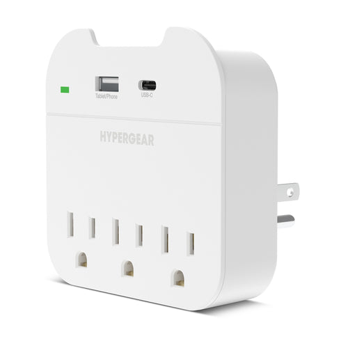 HyperGear Multi Plug 5 Outlet Extender with USB-C + USB Ports 15705