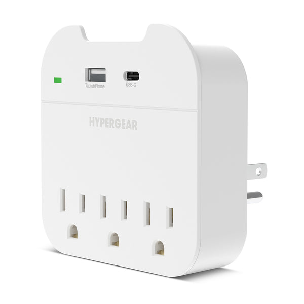 HyperGear Multi Plug 5 Outlet Extender with USB-C + USB Ports 15705