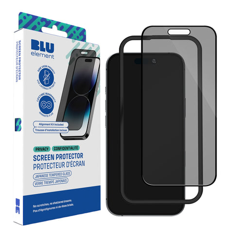 Blu Element Privacy Tempered Glass Screen Protector w/Installation Kit for iPhone 16 BEPGIKIP16 732442245700
