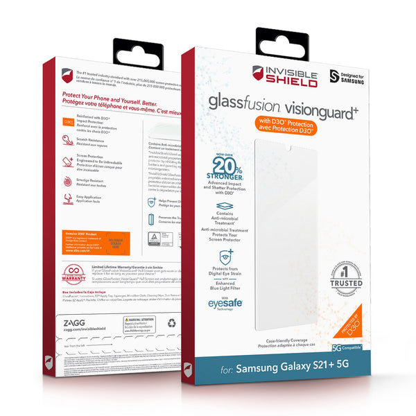 ZAGG InvisibleShield GlassFusion VisionGuard+ w/D30 Screen Protector for Galaxy S21 200307346 840056136816