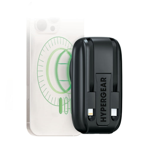 Hypergear Mag Grip Go Wireless Charging Portable Power Bank w/built in cable 16251