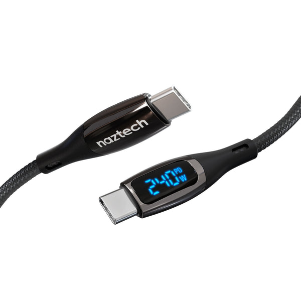 Naztech 6 ft DigiWATT 240W USBC to USBC Digital Fast Charge Cable with LED Power Display 16104 633755161049