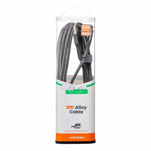 Ventev ChargeSync Alloy USB-C Cable 10ft AC10STL256519