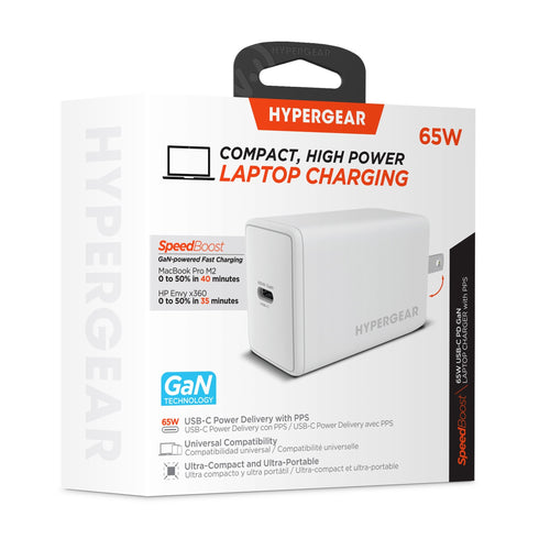 HyperGear 65W SpeedBoost GaN USB-C PD Wall Charger with PPS 15876