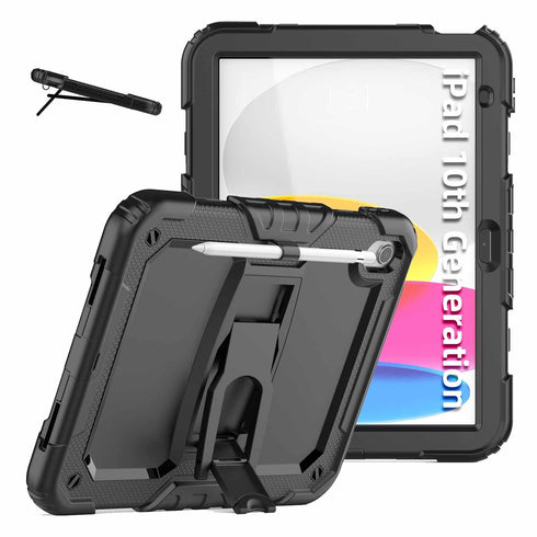 Bulk Packaging Rugged Case w/Kickstand and Built-in Screen Protector iPad HXDZZJCIPAD10GPBK