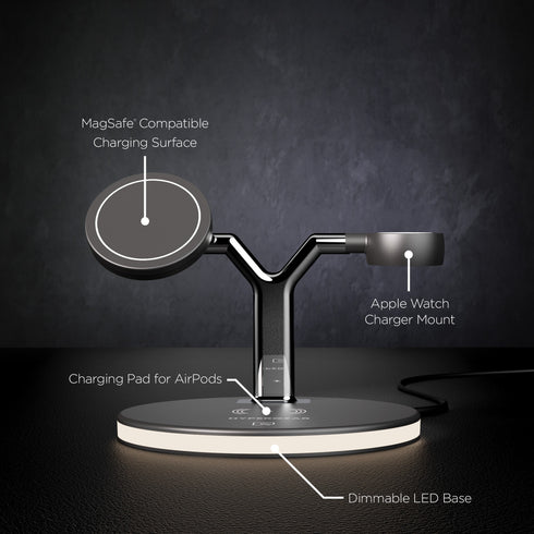 HyperGear 26W MaxCharge 3-in-1 Wireless Charging Stand Compatible with MagSafe 15515