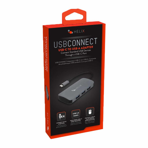 Helix/Retrak USB-C to 4-Port USB-A Hub ETHADPCA4