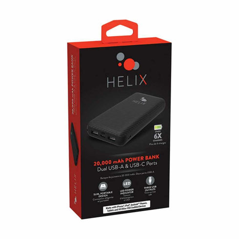 Helix/Retrak TurboVolt+ Power Bank with USB-A and USB-C Ports ETHPB20N