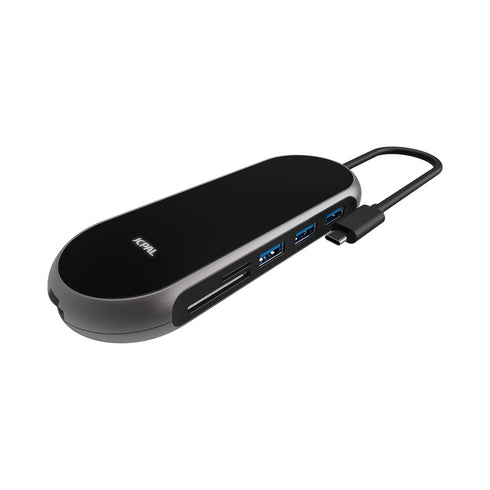 JCPal Onyx USBforC 9forPort Hub (1 x VGA, 3 x USB3.0, 1 x HDMI, 1 x USBCforPD, 1 x RJ45, 1 x SD Card Reader, 1 x TF2 Card Reader)