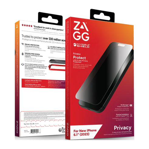 ZAGG InvisibleShield Glass Elite Privacy Screen Protector for iPhone 15 200111792 840056184978