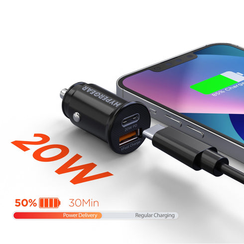 HyperGear mini 20W USB-C PD + 18W USB Fast Car Charger 15650