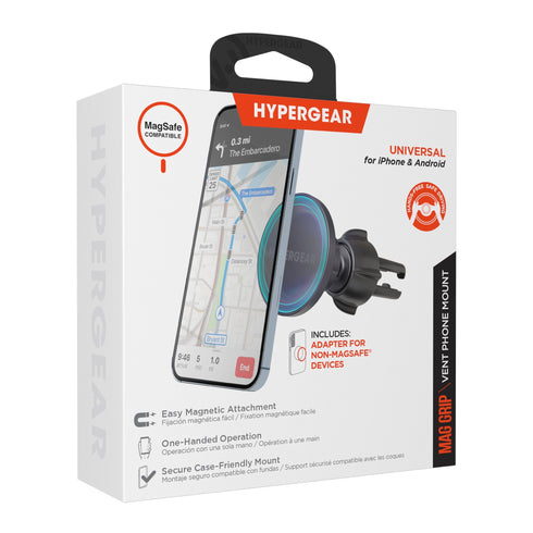 HyperGear MagGrip Vehicle Vent Mount Compatible w/MagSafe - includes ring adapters 15982