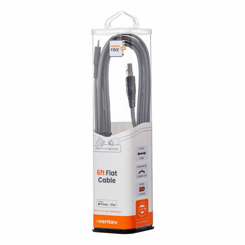 Ventev ChargeSync Flat Lightning Cable 6ft FC6GRY256526