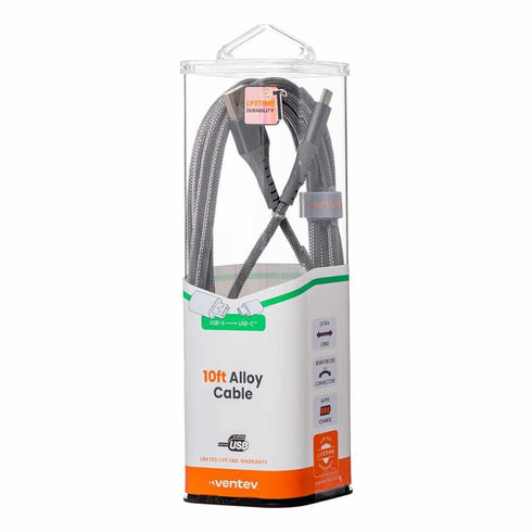 Ventev ChargeSync Alloy USB-C Cable 10ft AC10STL256519