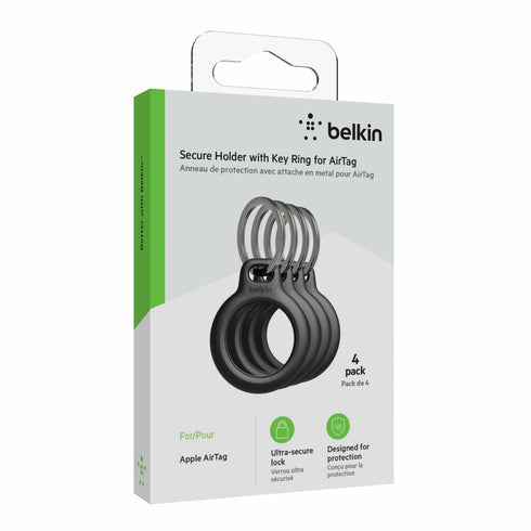 Belkin Secure Holder with Key Ring for AirTag 4-Pack MSC001btBK