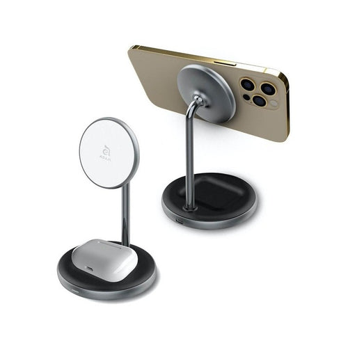 Adams OMNIA M2 Magnetic 2 in 1 Wireless Charging Dock W/ Power Adapter APAADM2BK