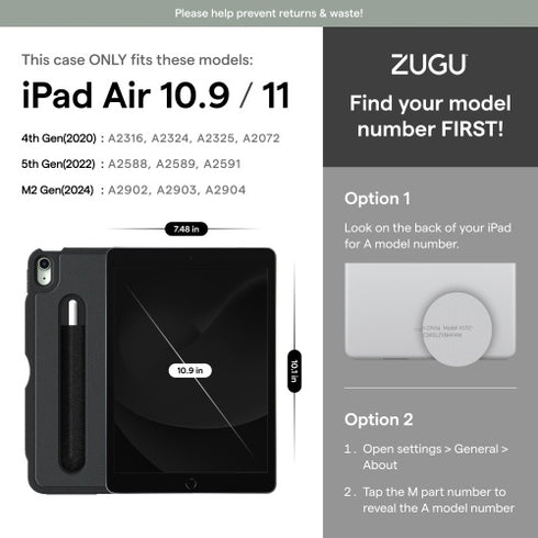 Zugu Case for iPad Air 11 ZG-20-109BLK