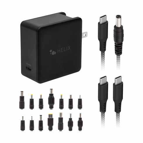 Helix/Retrak Apple/PC Laptop Charger 65W 14 Tips + 6 inch USB-C Cable ETHNBC65U
