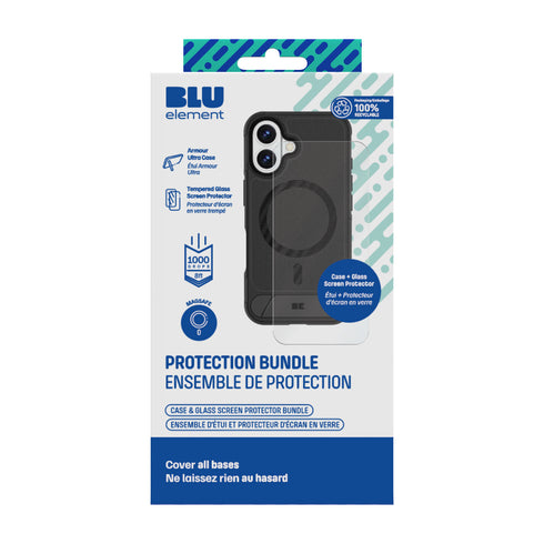 Blu Element Bundle Protection MagSafe - Armour Rugged + Glass Screen Protector iPhone 16 Series BEBPMAR25