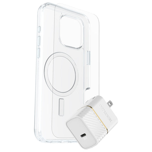 OtterBox Protection+Power Kit (Symmetry Clear MagSafe w/Glass + Wall Charger 30W) for iPhone 16 Series 7881434